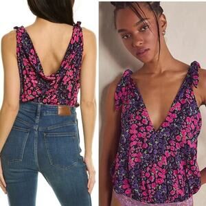 Free People Bare It All Floral Bodysuit In Party Combo In Multi Extra Small NWT